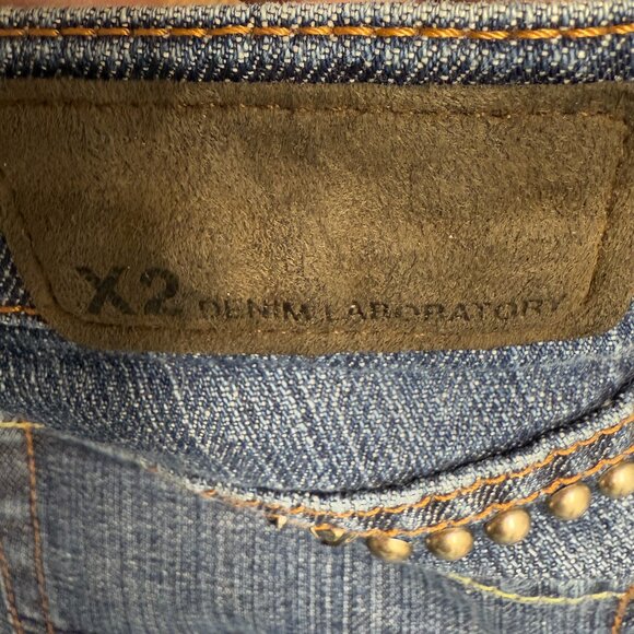 Women's EXPRESS Embellished X2 Denim Laboratory Low Rise Bootcut Jeans- Size 32 - Picture 9 of 10